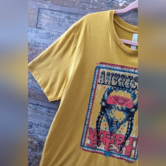 Bella Canvas Mustard Yellow American West Logo Tee - Picture 4 of 14